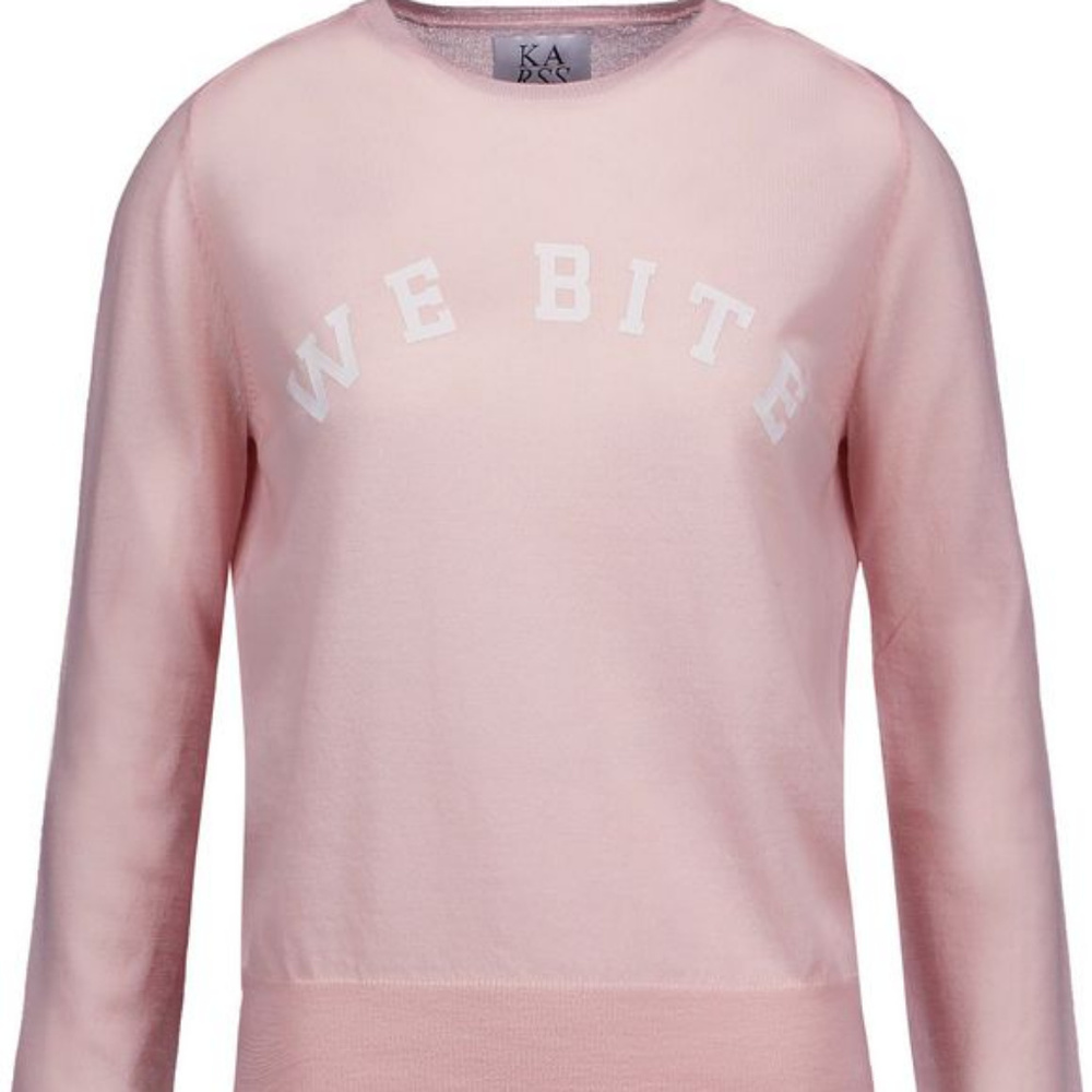 Zoe Karssen Pastel Pink 'We Bite' Wool Sweater